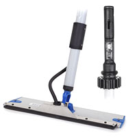 remove dirt and sanitize tiled floors in bathrooms and wet areas, using  thermoglide portable cleaning machine