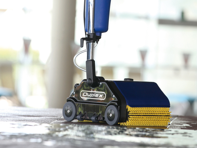 a versatile, easy to carry compact floor scrubber and carpet cleaner, needs minimal storage space