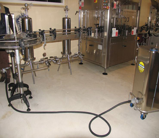 bottling line sanitizing, yeast removal and decontaminating is easy, using pressurised, high temperature steam vapour
